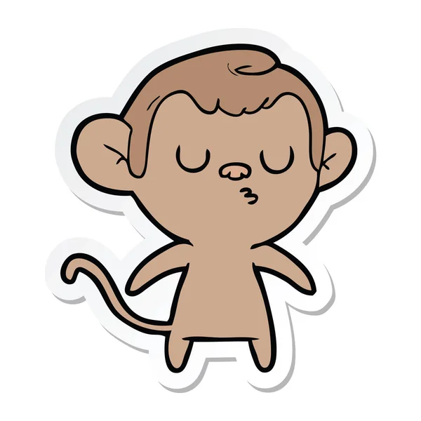 Sticker Cartoon Monkey — Stock Vector