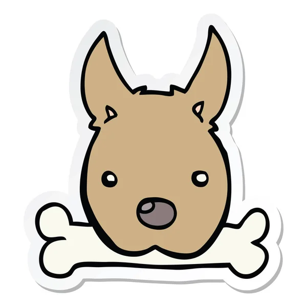 Etiqueta de um cão de desenho animado com osso — Vetor de Stock