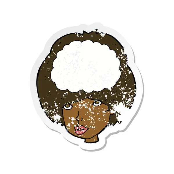 Retro distressed sticker of a cartoon empty headed woman — Stock Vector