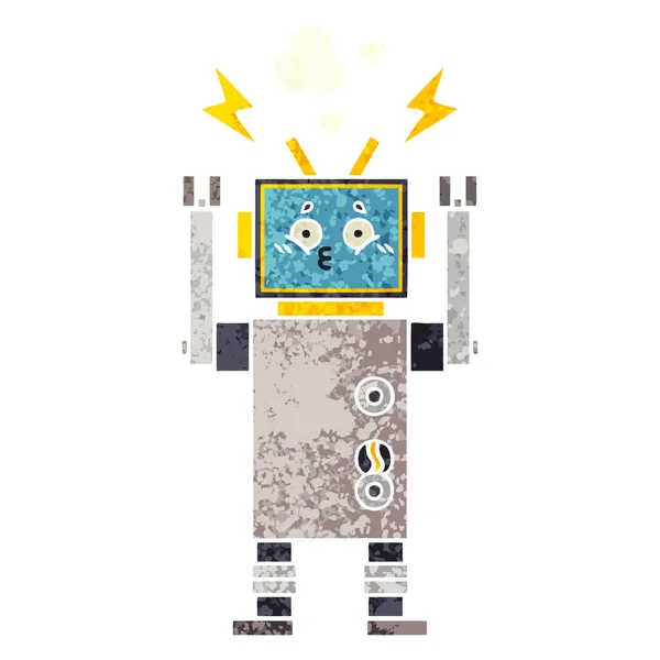 Retro Illustration Style Cartoon Robot — Stock Vector