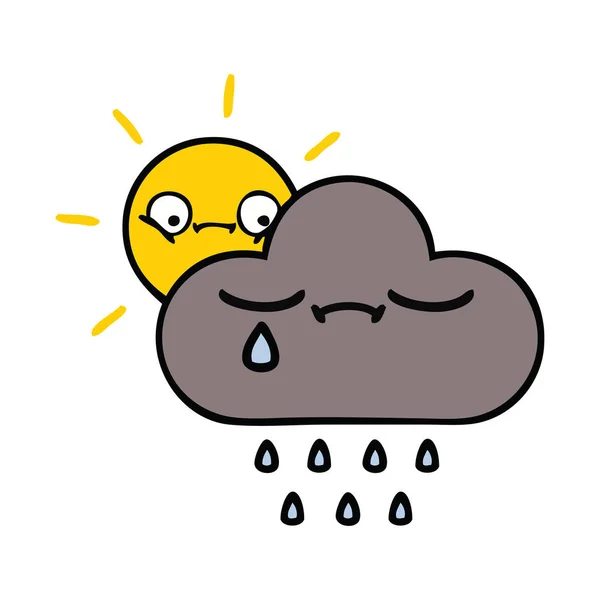 嵐雲と太陽のかわいい漫画 — ストックベクタ