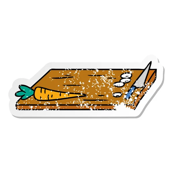 蔬菜切菜板的苦恼贴纸卡通涂鸦 — 图库矢量图片