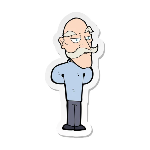 Nálepka kreslený starý muž s knírkem — Stockový vektor