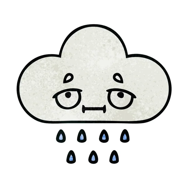 复古的格格纹理卡通雨云 — 图库矢量图片