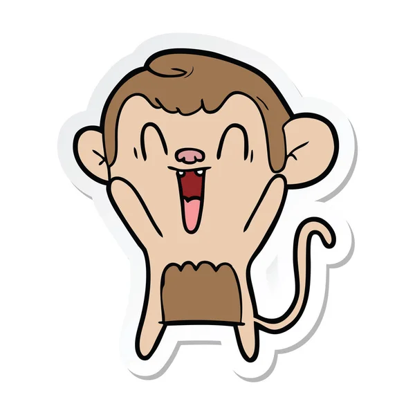 Sticker Cartoon Laughing Monkey — Stock Vector