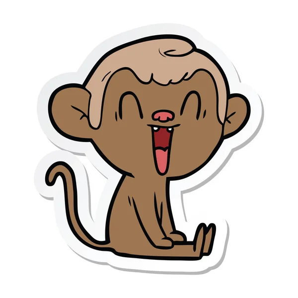 卡通笑猴的贴纸 — 图库矢量图片