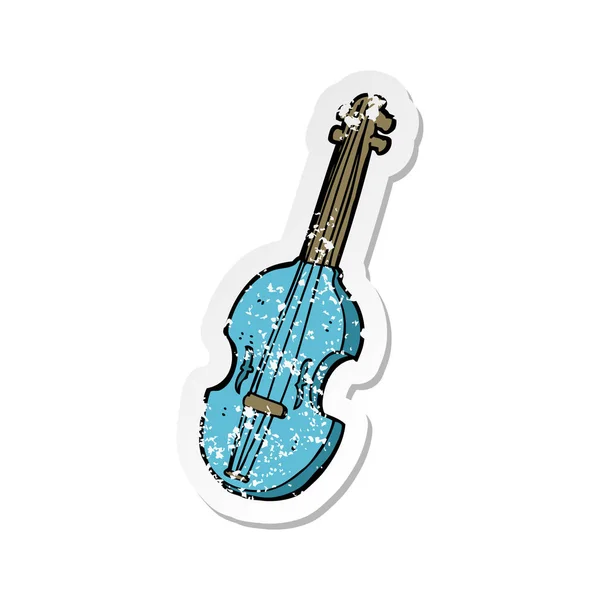 Retro Distressed Sticker Cartoon Violin — Stock Vector