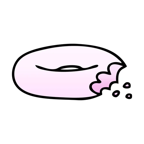 Gradiente Sombreado Peculiar Desenho Animado Mordido Donut —  Vetores de Stock