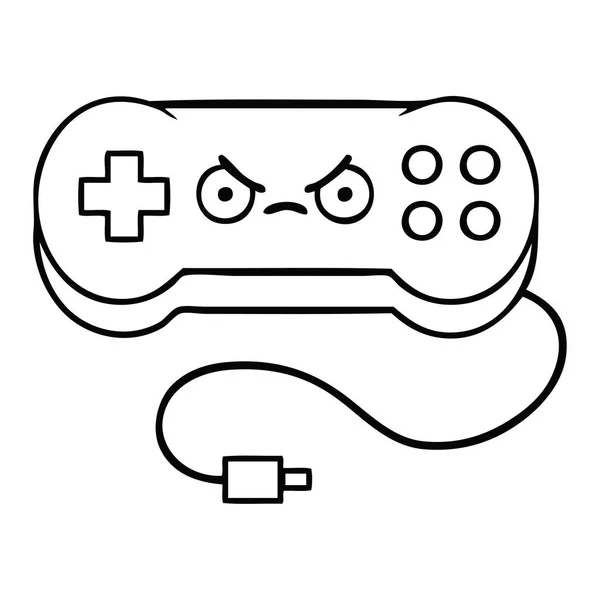Línea dibujo dibujos animados juego controlador — Vector de stock