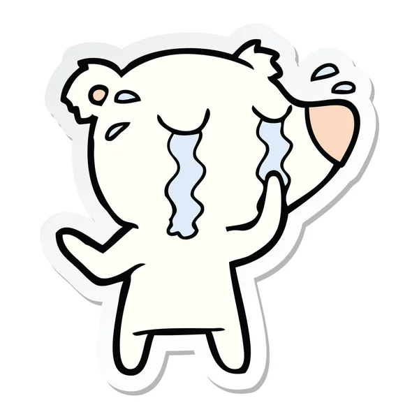 Sticker of a cartoon crying polar bear — Stock Vector