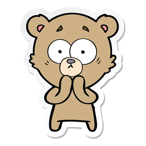 Sticker Worried Bear Cartoon — Stock Vector