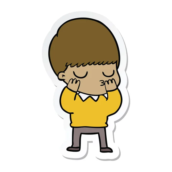 Sticker van een cartoon rustige jongen — Stockvector