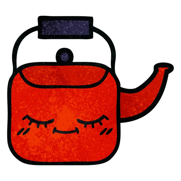 Retro Grunge Texture Cartoon Kettle — Stock Vector