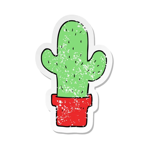 Pegatina Angustiada Cactus Dibujos Animados — Vector de stock