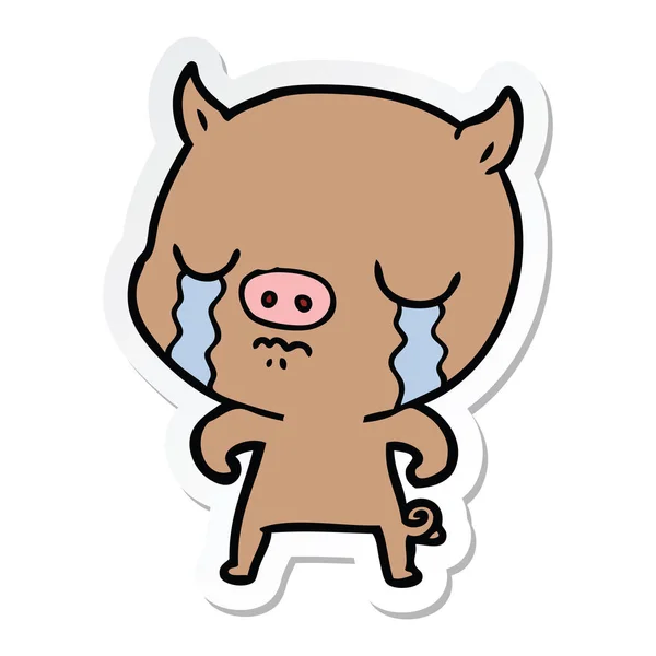 Etiqueta Porco Desenho Animado Que Chora —  Vetores de Stock