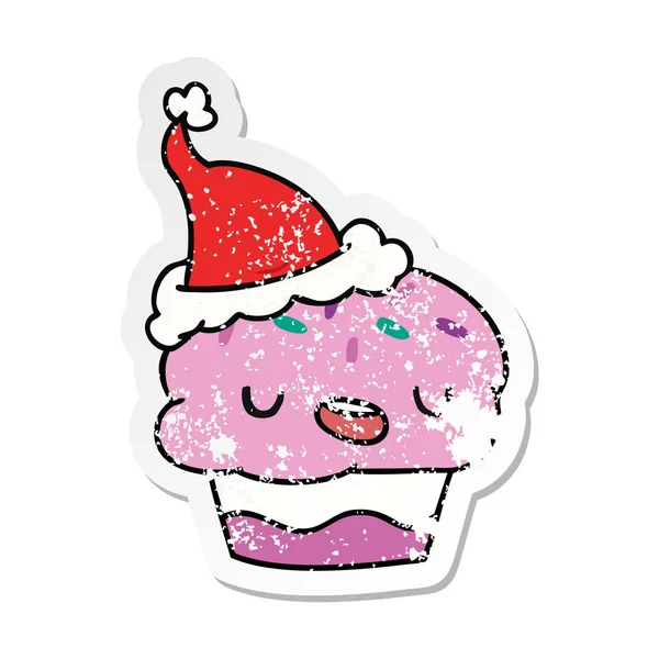 Noel sıkıntılı etiket karikatür kawaii cupcake el çekilmiş