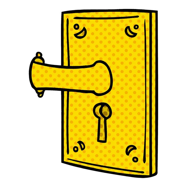 Rabisco de desenho animado de uma maçaneta de porta — Vetor de Stock