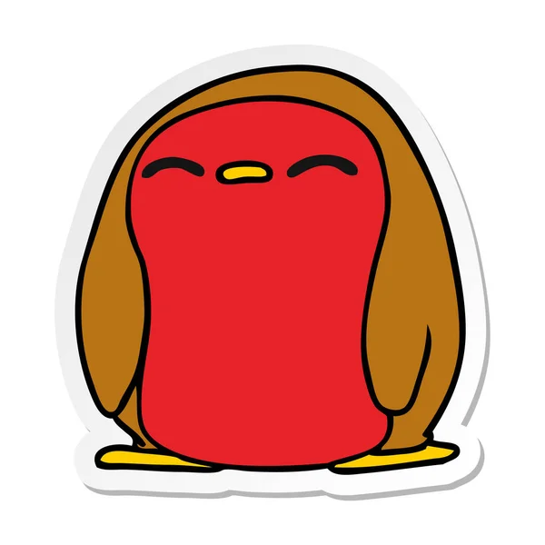 Etiket karikatür şirin kawaii kırmızı robin — Stok Vektör
