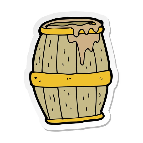 Sticker Cartoon Beer Barrel — Stock Vector