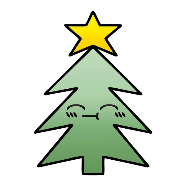 Gradiente sombreado árbol de Navidad de dibujos animados — Archivo Imágenes Vectoriales