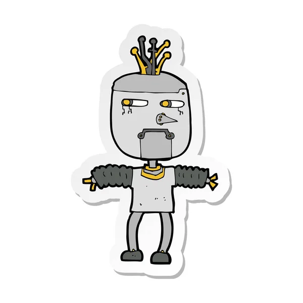 Sticker Eines Cartoon Roboters — Stockvektor