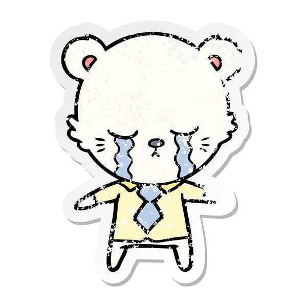Aufkleber eines weinenden Cartoon-Eisbären — Stockvektor