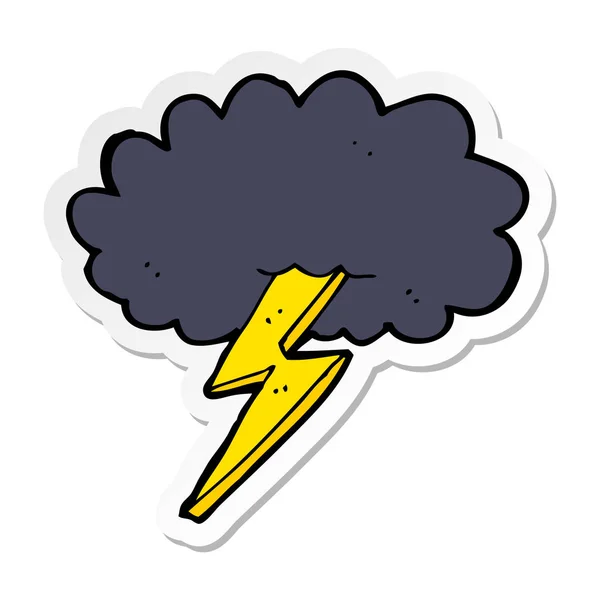 Klistermärke Cartoon Lightning Bolt Och Molnet — Stock vektor