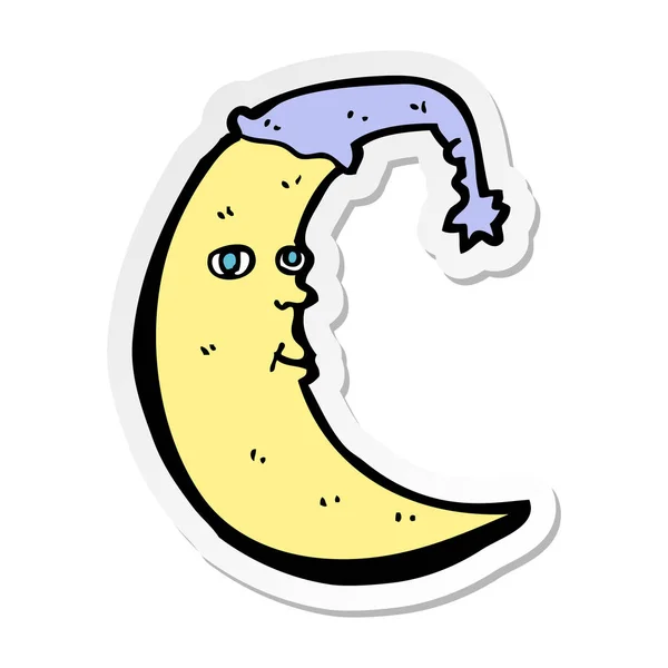 Pegatina Una Caricatura Luna Somnolienta — Vector de stock