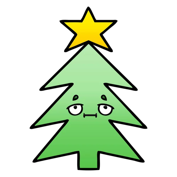 Gradiente sombreado árbol de Navidad de dibujos animados — Vector de stock