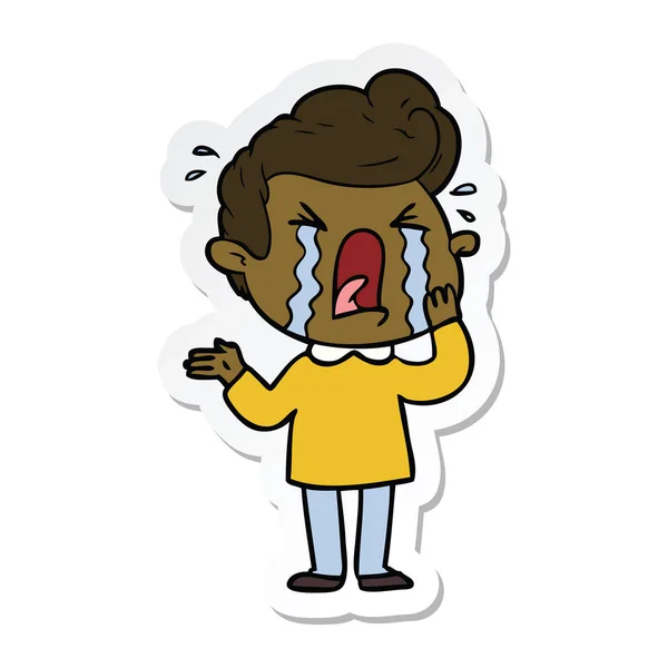 Sticker Cartoon Crying Man — Stock Vector