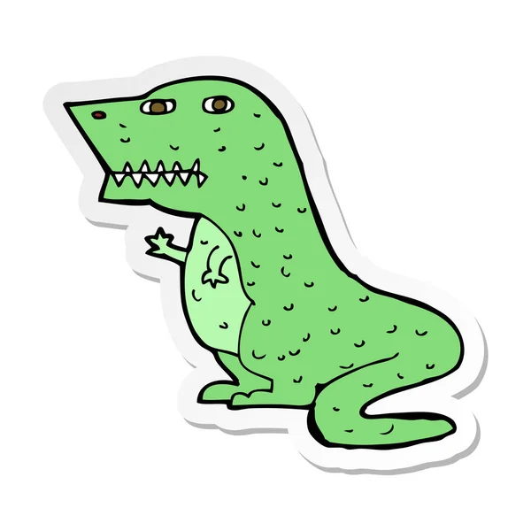 Pegatina de un dinosaurio de dibujos animados — Vector de stock