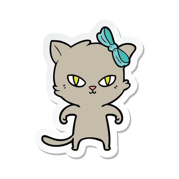 Klistermärke Gullig Tecknad Katt — Stock vektor
