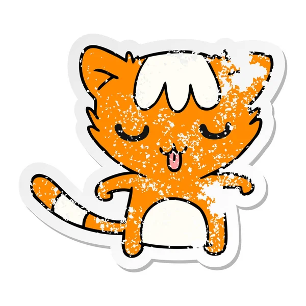 Illustrazione Cartone Animato Angosciato Gatto Carino Kawaii — Vettoriale Stock