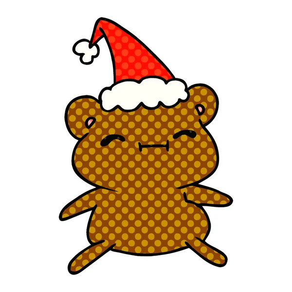 Mão Desenhada Desenhos Animados Natal Urso Kawaii —  Vetores de Stock