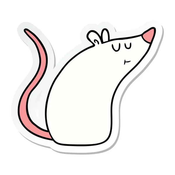 Sticker Cartoon White Mouse — Stock Vector