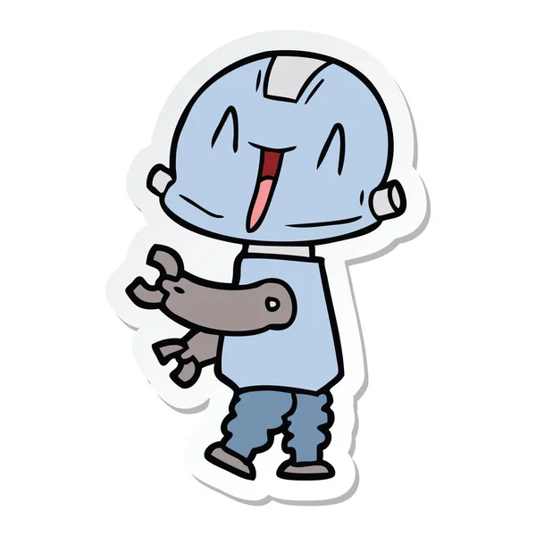 Sticker Eines Cartoon Roboters — Stockvektor