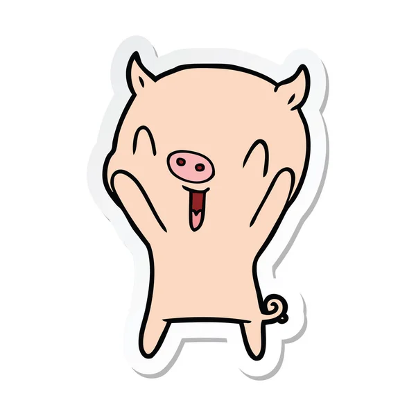 一个快乐的卡通猪贴纸 — 图库矢量图片