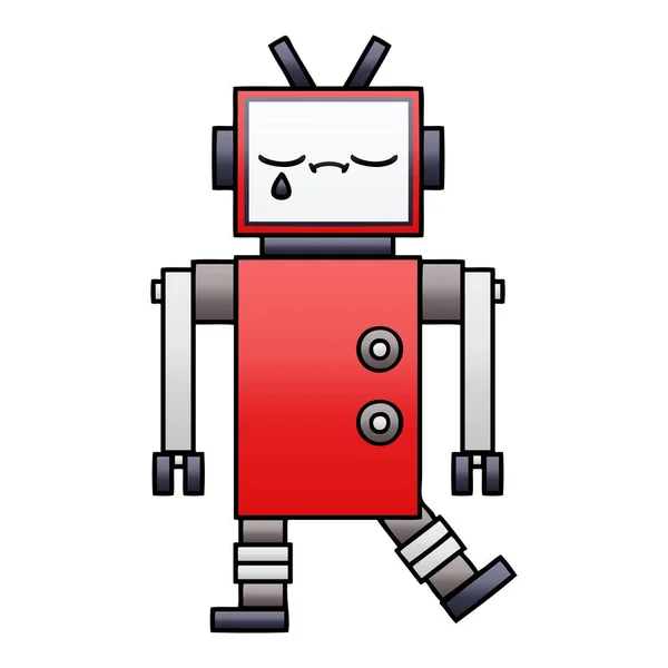 Gradient Grijs Cartoon Van Een Robot — Stockvector