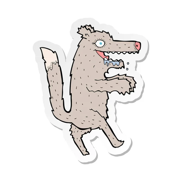 Adesivo di un cartone animato grande lupo cattivo — Vettoriale Stock