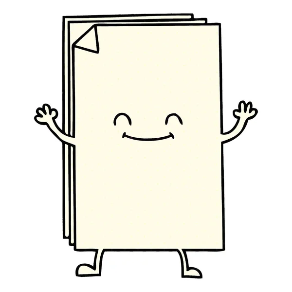 Eigenzinnige comic book stijl cartoon gelukkig stapel papier — Stockvector