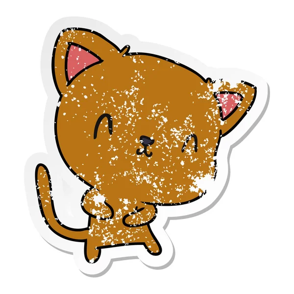 Zoufalý Nálepka Kreslené Ilustrace Roztomilé Kawaii Cat — Stockový vektor