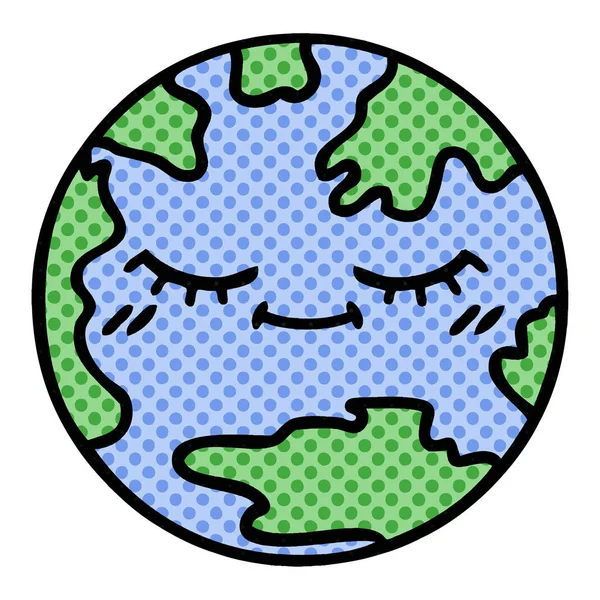 Comic Book Style Cartoon Planet Earth — Stock Vector