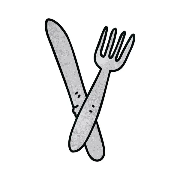 Hand Drawn Quirky Cartoon Cutlery — Stock Vector