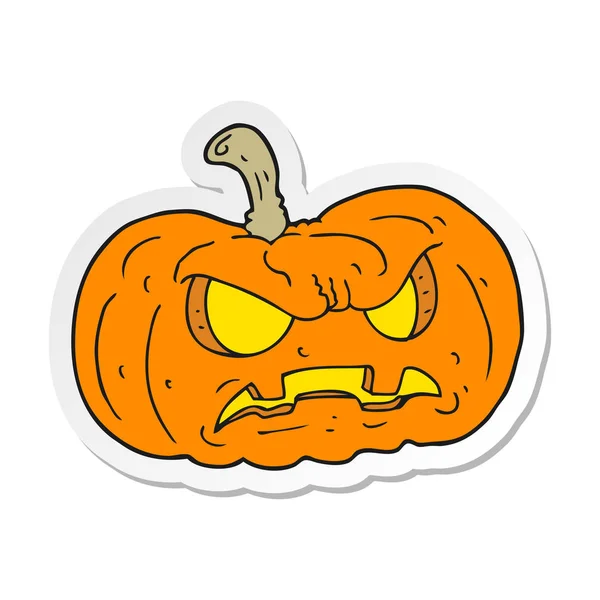 Aufkleber Eines Cartoon Halloween Kürbisses — Stockvektor