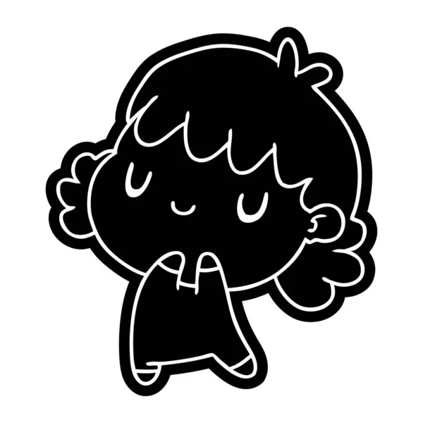Cartoon Icon Cute Kawaii Girl — Stock Vector