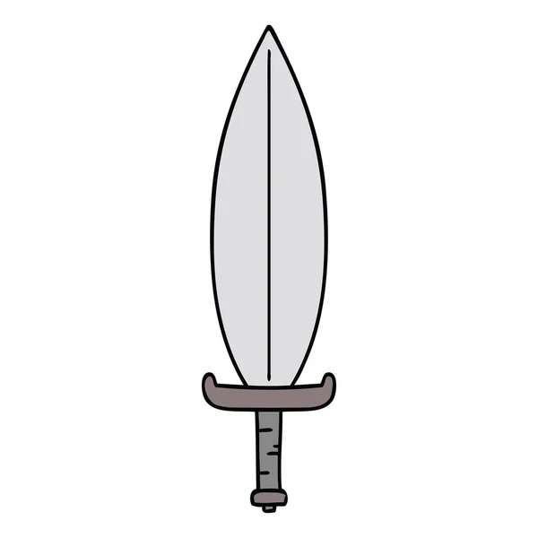 Hand Drawn Cartoon Doodle Magic Leaf Knife — Stock Vector