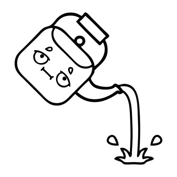 一个浇注水壶的线画卡通 — 图库矢量图片