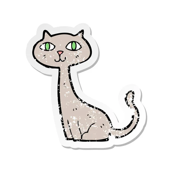 Retro Noodlijdende Sticker Van Een Cartoon Kat — Stockvector