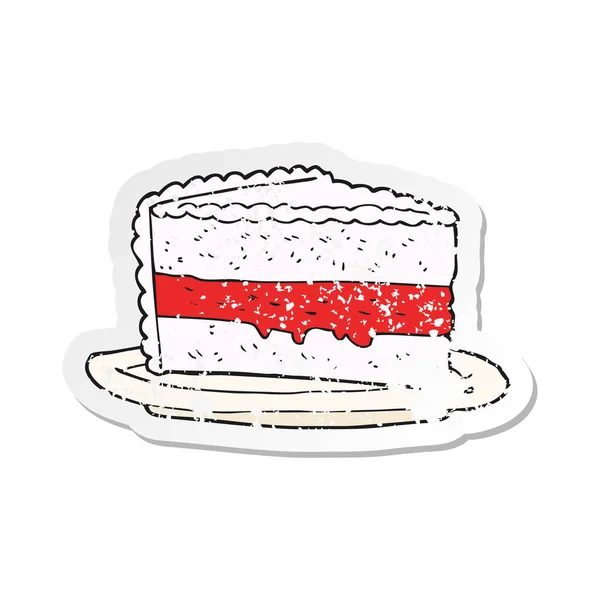 Retro Distressed Sticker Cartoon Cake — Stock Vector