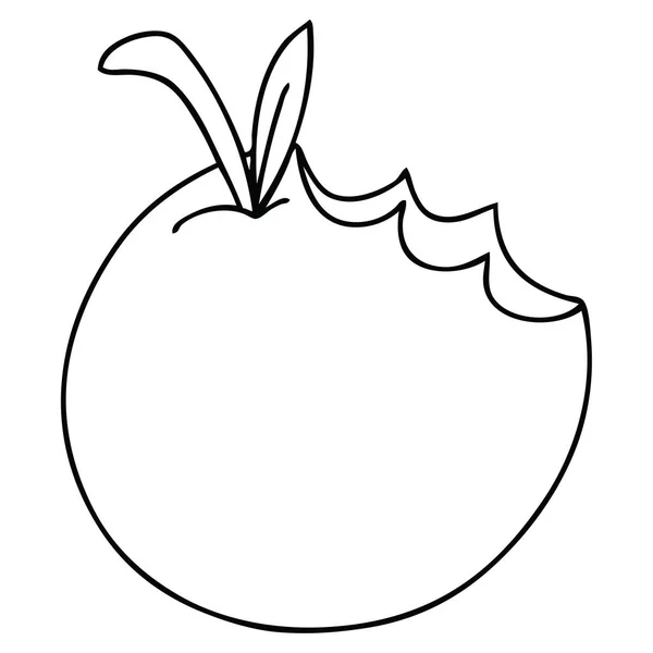 Line Drawing Quirky Cartoon Apple — Stock Vector
